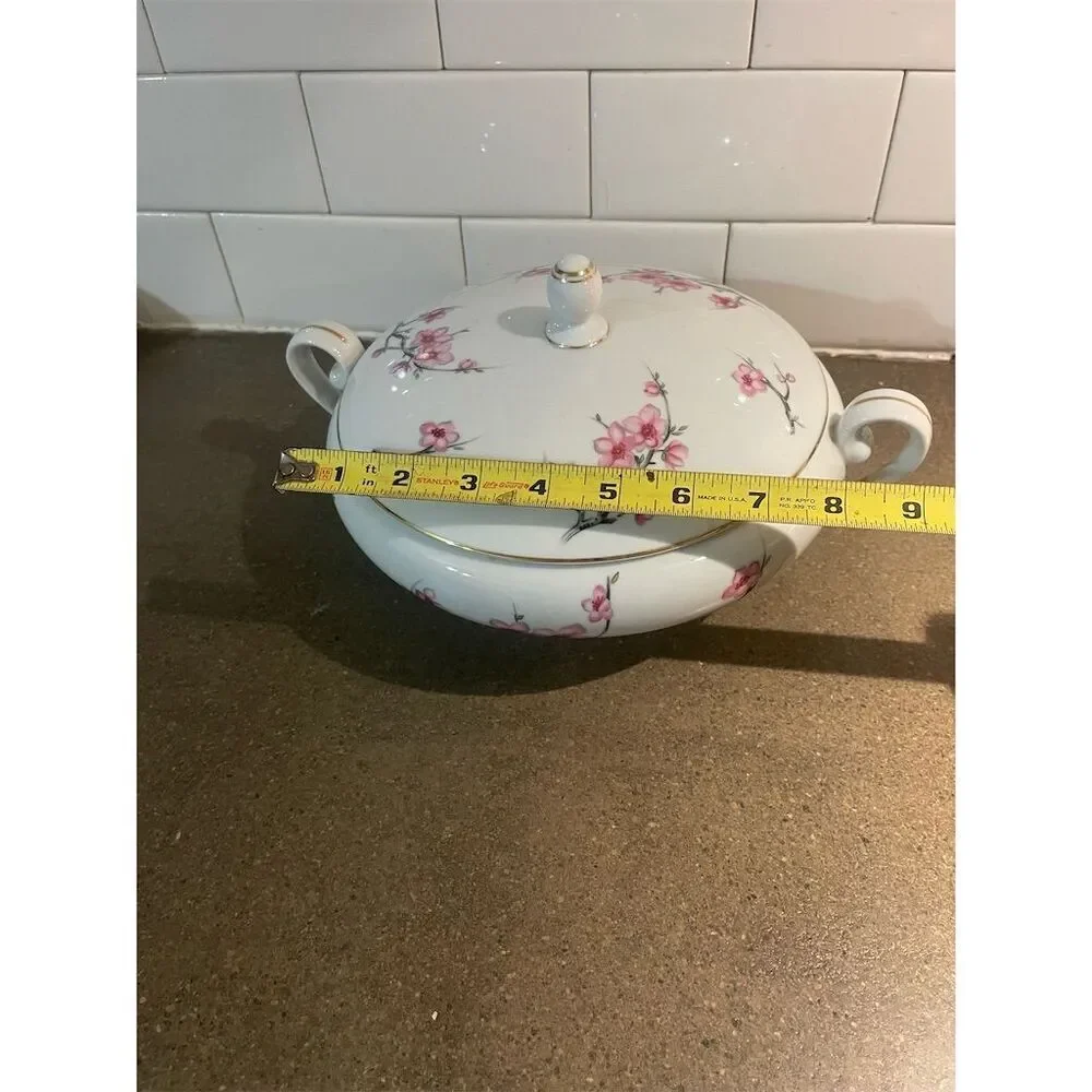Vintage Sone China Cherry Blossom Porcelain Soup Tureen with Lid